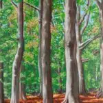 Een landschap schilderij van het bos in het Ledeboerpark in Enschede