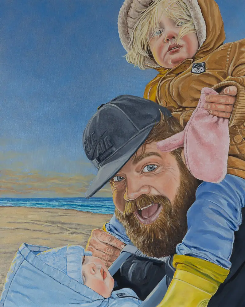 Portret van Chris met de kinderen door portretschilder Dimitri Habich