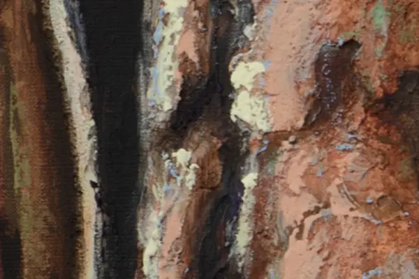 Eerste detail van het schilderij Boomschors 2