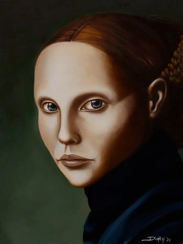 Een geschilderd portret door portretschilder Dimitri Habich met als uitgangspunt een portret van Desirée Dolron