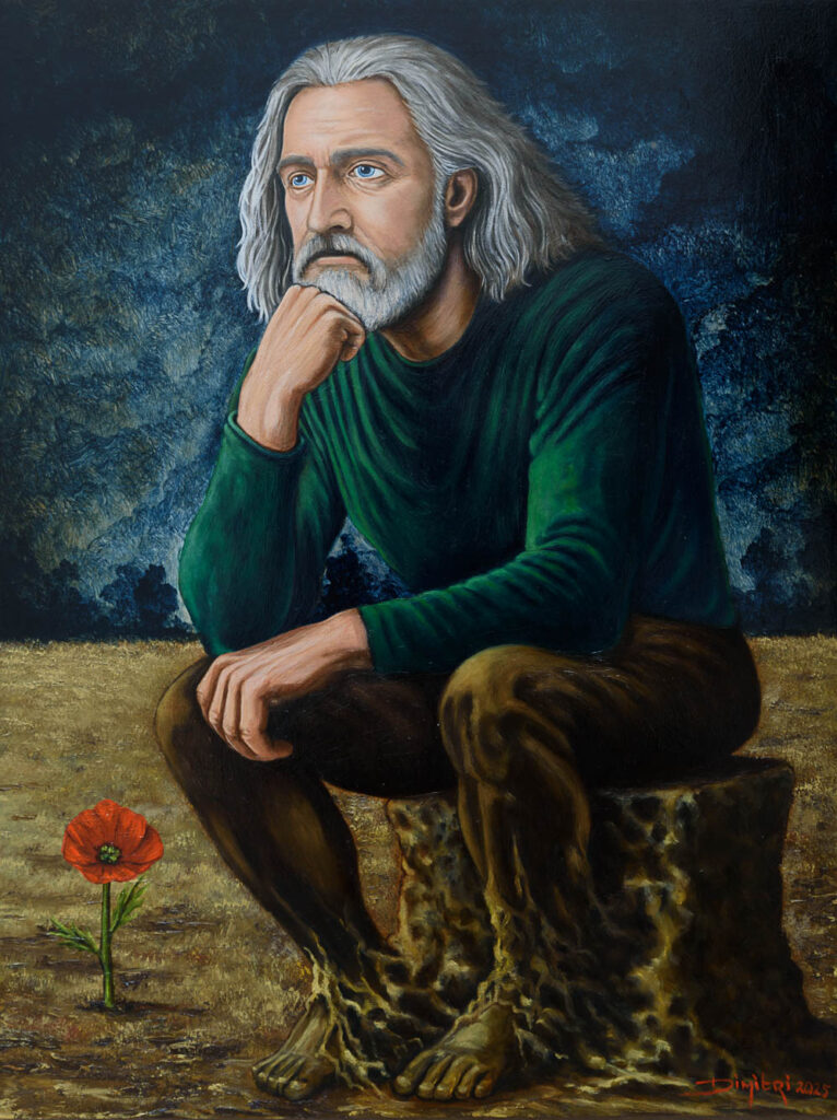 Schilderij van kunstschilder Dimitri Habich. Het schilderij heet Overwegingen