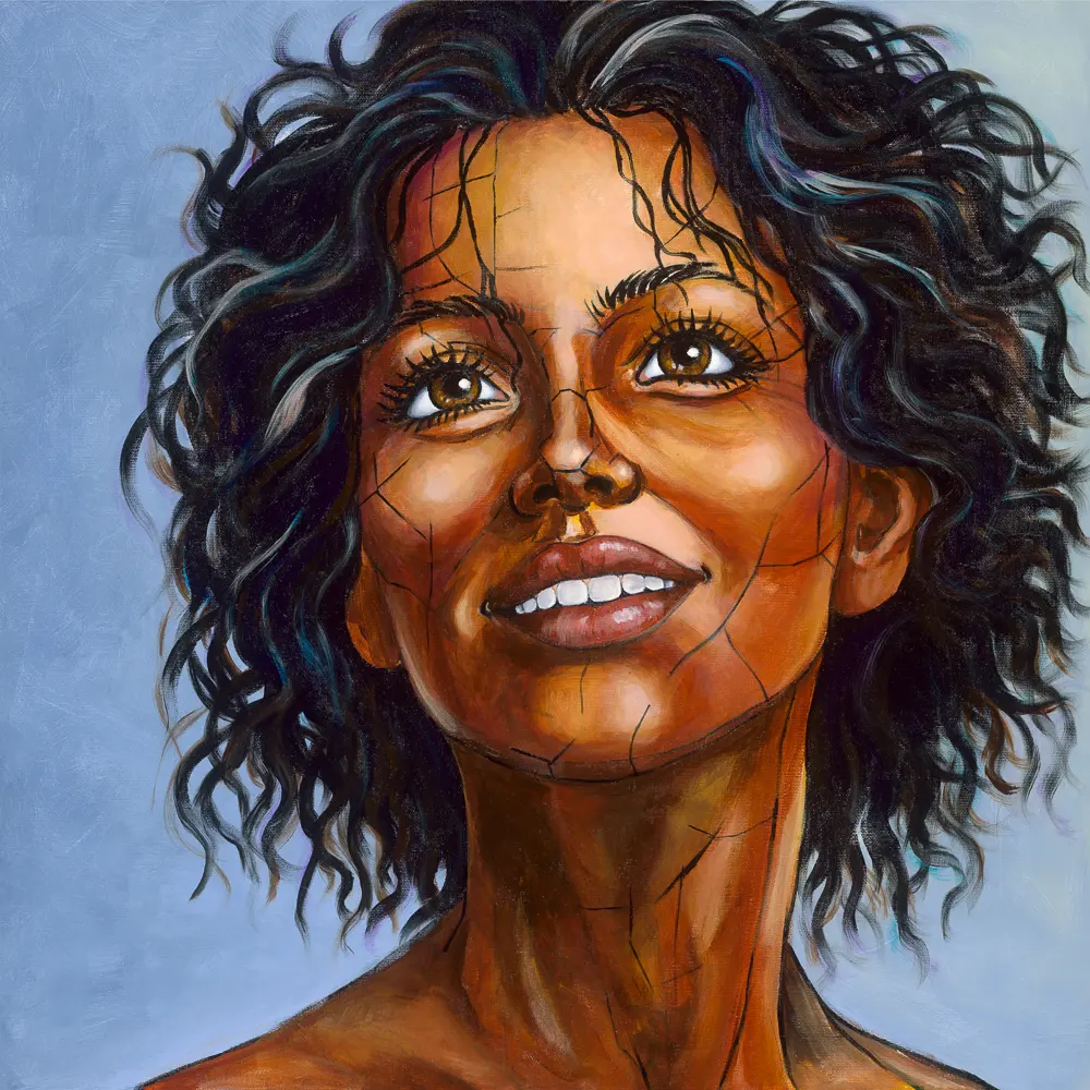 Schilderij uit de serie Vrouw van Dimitri Habich. Het is Vrouw 4: Verwachting