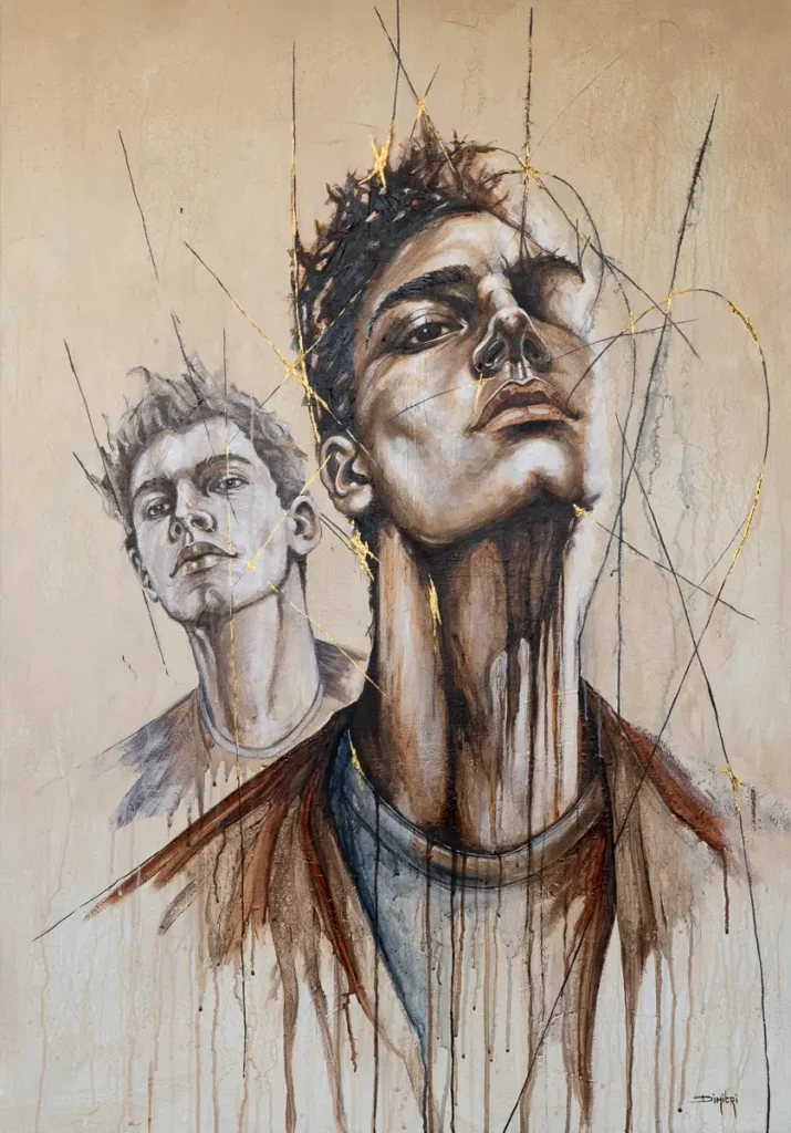 Schilderij Over mijn schouder van kunstschilder Dimitri Habich